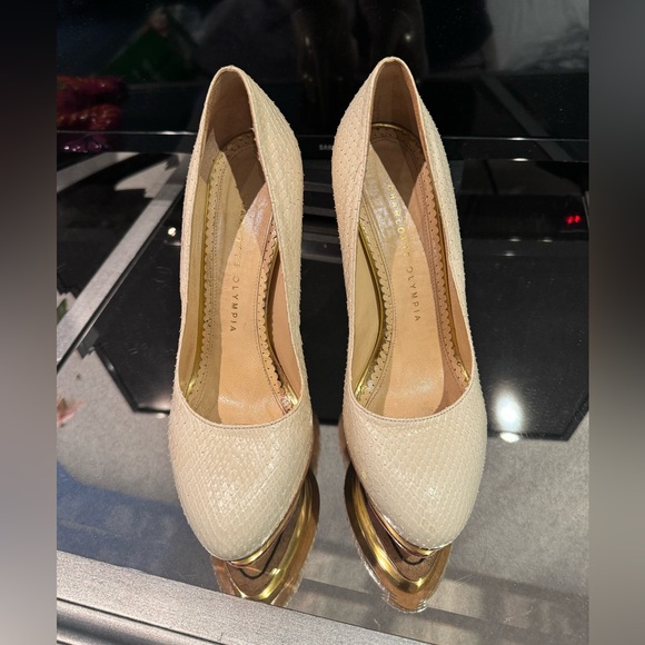 Charlotte Olympia White Python Heels - size 37 ½ - Picture 2 of 7
